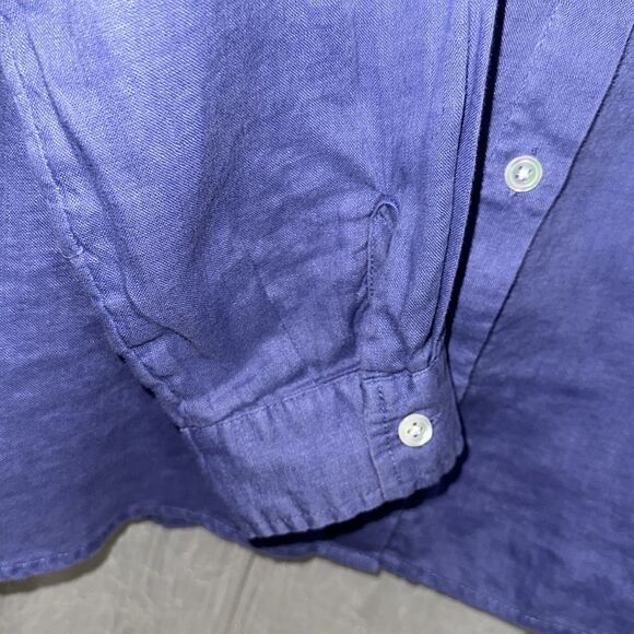 J.Jill S Love Linen Blue Long Sleeve Button Down Collared Essential Shirt - Picture 7 of 14
